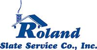 Logo of Roland Slate Service Co., Inc. with a house roof and chimney design.