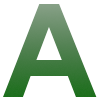 Grüner Buchstabe "A" in verlaufender Schattierung von dunkelgrün unten zu hellgrün oben.
