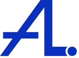 Blaues Logo mit stilisierten Buchstaben "A" und "L" auf weißem Hintergrund.