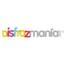 Logotipo de Disfrazmania, letras coloridas en fondo blanco.
