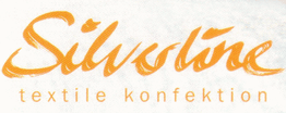 Logo mit dem Schriftzug "Silverline textile konfektion" in orange auf weißem Hintergrund.