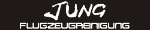 Logo mit der Aufschrift "JUNG FLUGZEUGABRINGUNG" auf schwarzem Hintergrund.