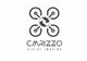 Logotipo de un dron con el texto "CMRIZZO Aerial Imaging" en blanco y negro.