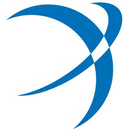 Zwei blaue, sich kreuzende, geschwungene Linien auf weißem Hintergrund.