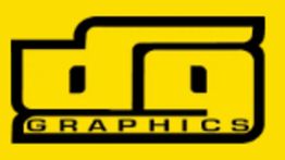 Yellow and black "dp GRAPHICS" logo with stylized design elements.