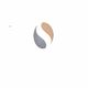 Abstract logo met grijze en beige vormen op witte achtergrond.