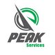 Logo with gray text "PEAK Services" and green and gray circular design above.