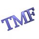 Blaue Buchstaben "TMF" auf weißem Hintergrund.