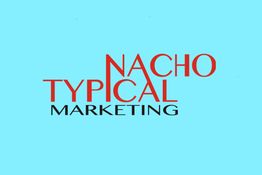 "Logo: 'Nacho Typical Marketing' in red and black on a light blue background."