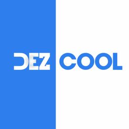 Blue and white graphic with the text "DEZ COOL" in bold letters.