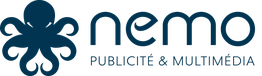 Logo avec une pieuvre et texte "Nemo Publicité & Multimédia".