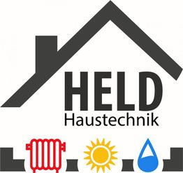 Held Haustechnik Logo mit Symbolen für Wärme, Sonne und Wasser.