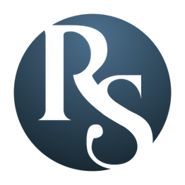 RS logo in black on a dark blue circle background.