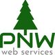 Logo with a green tree above "PNW" and "web services" in gray underneath.
