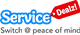 Logo with "Service Dealz!" text and slogan "Switch @ peace of mind".