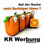 Drei Getränkekartons und eine Orange, mit dem Text "Auf der Suche nach spritzigen Ideen?".
