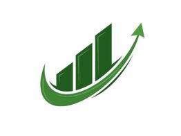 Gráfico de barras verdes en ascenso con flecha curva indicando crecimiento.