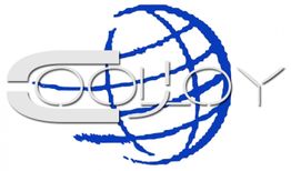 Logo mit blauem Globus und silbernem Text "Cooljoy" im Vordergrund.