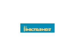 Logo with the text "INKTRENDZ" in yellow on a blue background with a sparkle design.