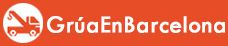 Logo de GrúaEnBarcelona con ícono de grúa en círculo blanco sobre fondo naranja.