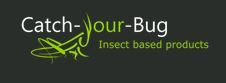 Logo von "Catch-Your-Bug" mit einem grünen Insekt, Text: "Insect based products".