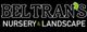 Text: "BELTRAN'S NURSERY & LANDSCAPE" with leaf design on "N". Black background.