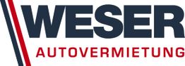 Logo von Weser Autovermietung mit Text in blau und rot.
