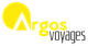 Logo de "Argos voyages" avec un soleil jaune et un A stylisé.