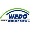 Logo von WEDO, Mitglied der Boryszew Gruppe, mit blauem Text und grünem Bogen darüber.