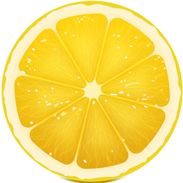 Fetta di limone gialla tagliata, con dettagli di polpa e buccia visibili.