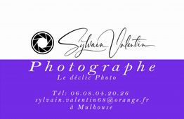 Carte de visite de photographe avec logo et contact à Mulhouse.