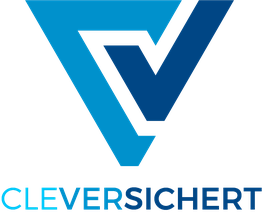 Blaues, geometrisches Logo mit Text "CLEVERSICHERT" darunter.
