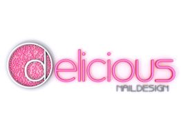 Logo mit dem Text "delicious maildesign" in pink und grau, mit Glitzer im kleinen "d".