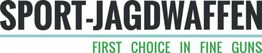 Text: "SPORT-JAGDWAFFEN - First Choice in Fine Guns" in schwarzer und grüner Schrift.