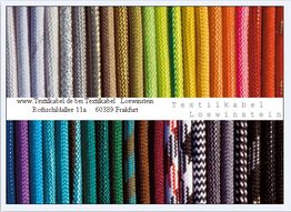 Bunte Textilkabel in verschiedenen Mustern und Farben von Textilkabel Loewinstein in Frankfurt.
