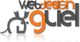 Logo mit Text "Webdesign guel" in Orange und Grau. Links ist ein stilisiertes Känguru abgebildet.