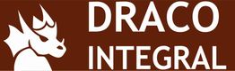 Drache mit Krone neben dem Schriftzug "DRACO INTEGRAL" auf braunem Hintergrund.