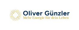 Logo von Oliver Günzler mit Slogan "Mehr Energie für dein Leben" und einem gelben Kreis-Design.