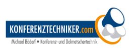 Logo von Konferenztechniker.com mit Text: Konferenz- und Dolmetschertechnik, Michael Bädorf.