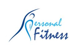 Blaues Logo mit stilisierter Figur und Schriftzug "Personal Fitness".
