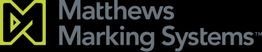 Logo von Matthews Marking Systems mit gelbem Symbol auf schwarzem Hintergrund.