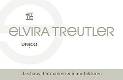 Logo mit Text: "ELVIRA TREUTLER UNICO, das haus der marken & manufakturen".