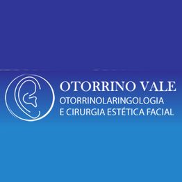 Logotipo da Otorrino Vale com ícone de orelha e texto sobre otorrinolaringologia e cirurgia facial.