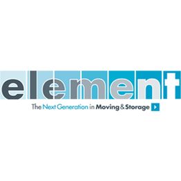 Logo with "element" and tagline: "The Next Generation in Moving & Storage" in blue shades.