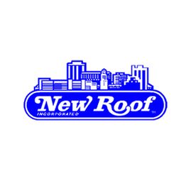Blue logo with a cityscape design and "New Roof Incorporated" text beneath.