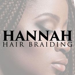 Profile of a woman with braided hair; text reads "Hannah Hair Braiding."