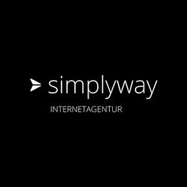Schwarzes Logo mit weißem Text: "simplyway INTERNETAGENTUR".