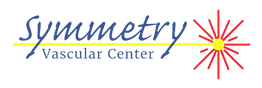 Symmetry Vascular Center logo with stylized red and yellow starburst design.
