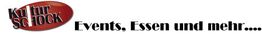 Rotes Logo mit schwarzem Text: "Kulturschock. Events, Essen und mehr...".