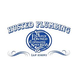 Husted Plumbing logo: "Family Owned & Operated Since 1935," with decorative blue design.